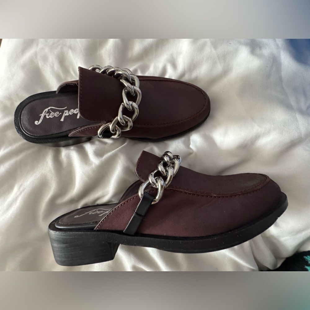 FREE PEOPLE Vida Mules / Fig Leather SIZE 6 - Picture 6 of 6